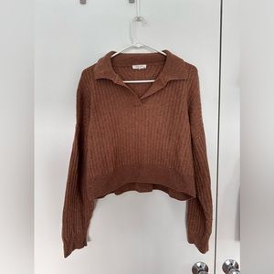 rag & bone Maxine Ribbed Merino Wool & Cotton Blend Polo Sweater